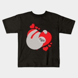 Cute & Adorable Valentines Day Sloth Hugging Heart Kids T-Shirt